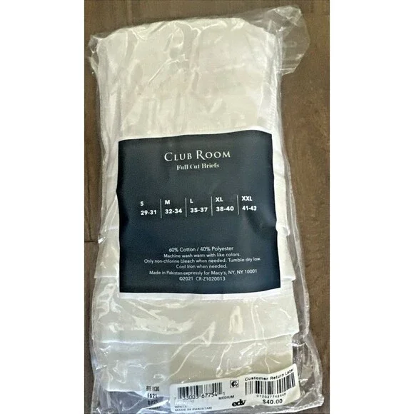 Club Room Men's 8 pack Full Cut Briefs Tagless Design Comfortable Underwear M - Picture 4 of 6